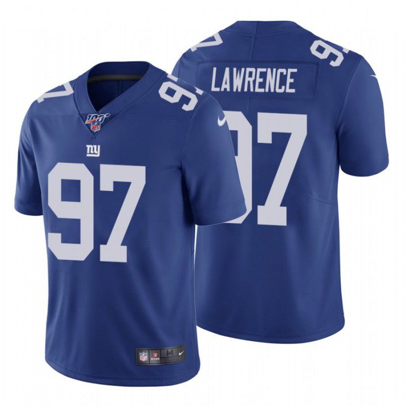 Men New York Giants 97 Dexter Lawrence Nike Royal 100th Vapor Limited NFL Jersey